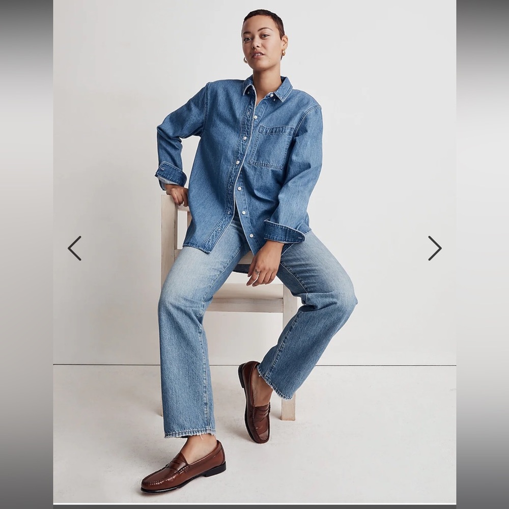 MADEWELL | Denim Button-Down Collar Oversized Shirt in Cranover Wash